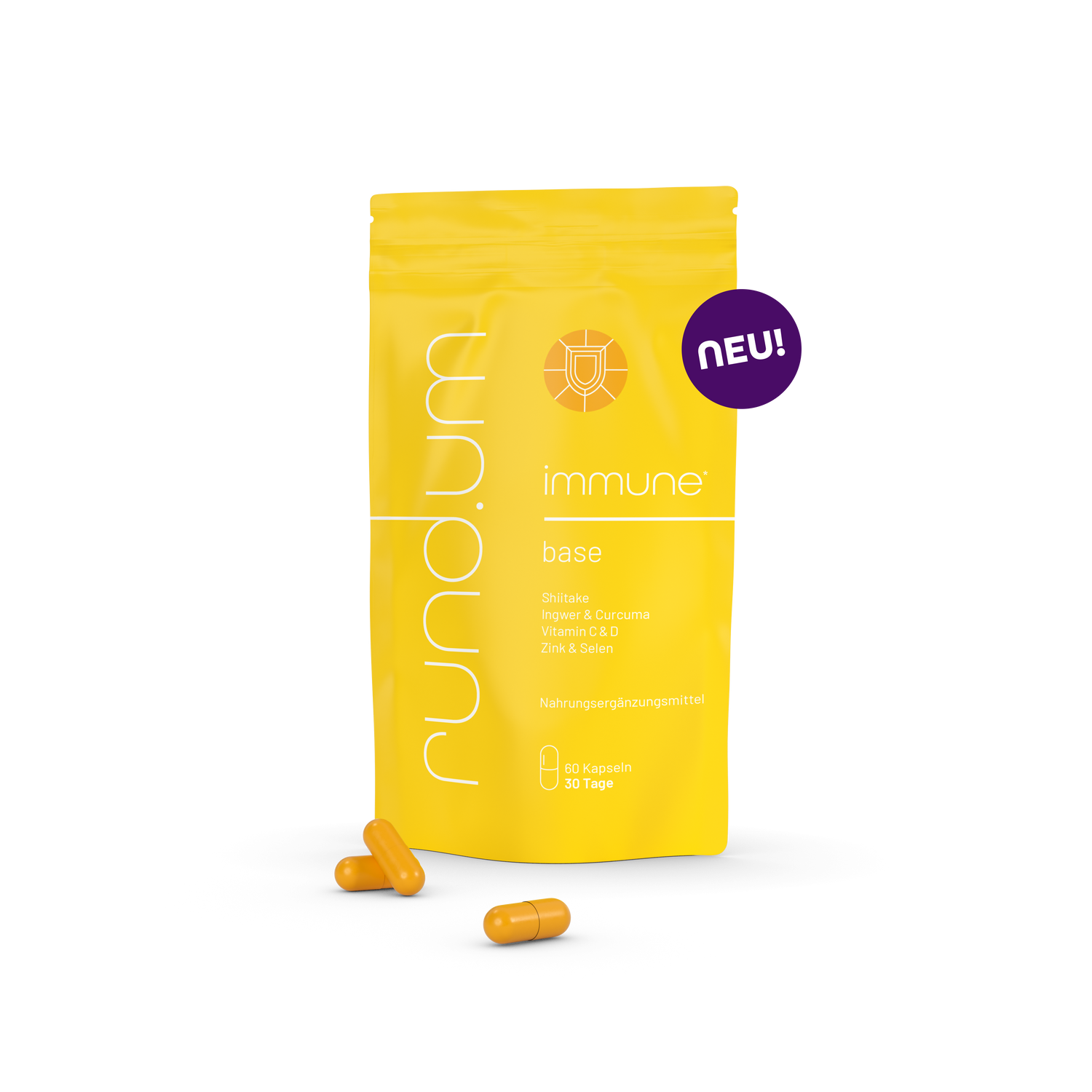 rund.um® immune - Nahrungsergänzungsmittel mit Shiitake um die Abwehrkräfte und das Immunsystem zu stärken