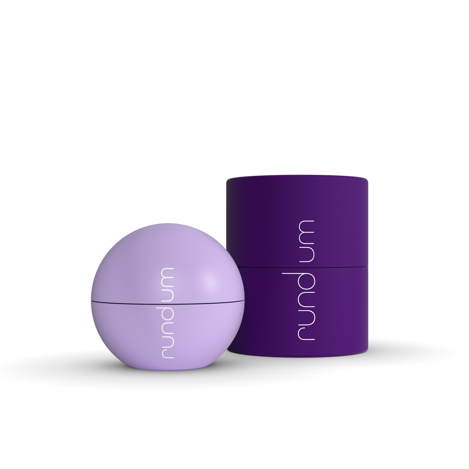 Vorderseite der rund.um calm Kugel mit der passenden Dose dazu