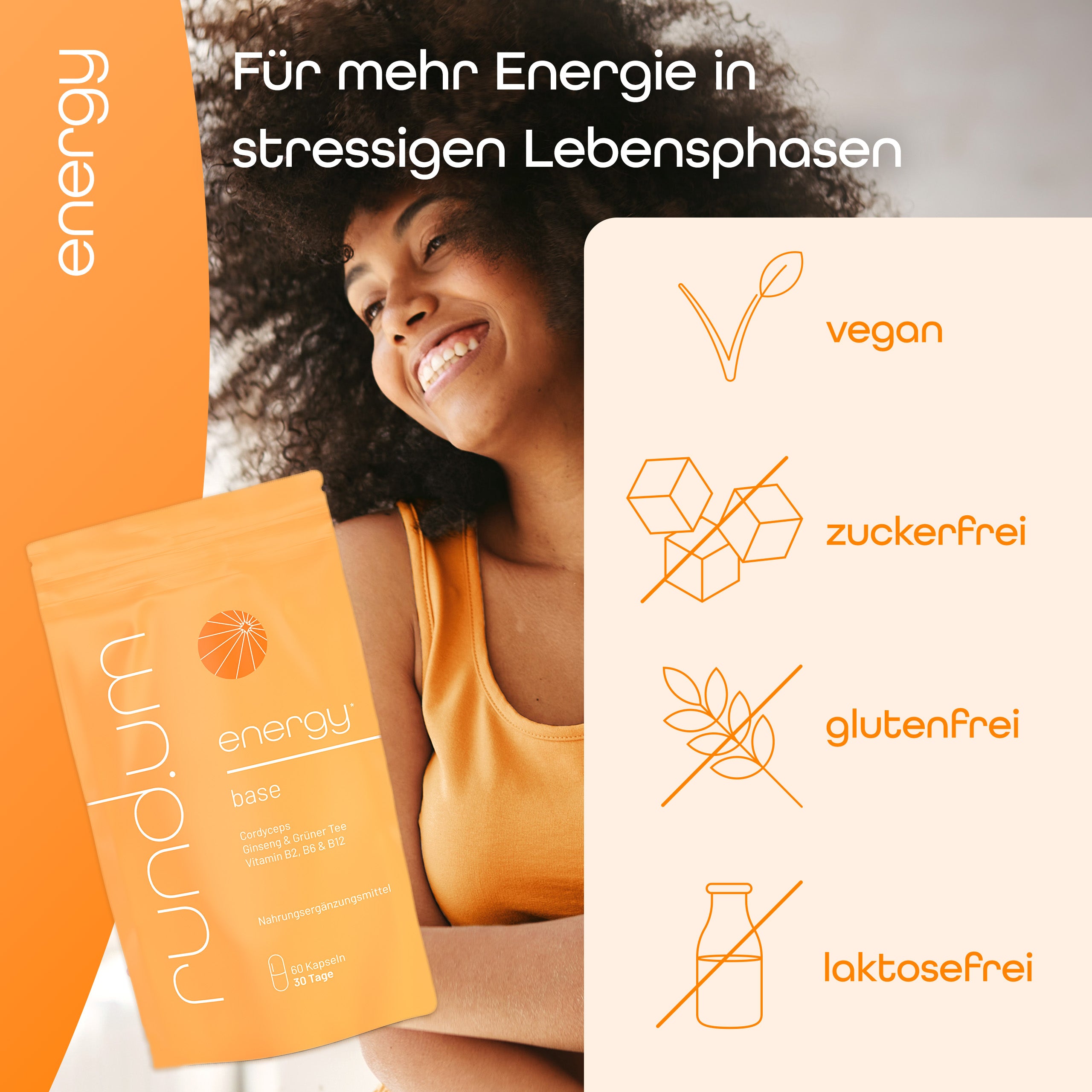 rund.um energy ist vegan, zuckerfrei, glutenfrei, laktosefrei