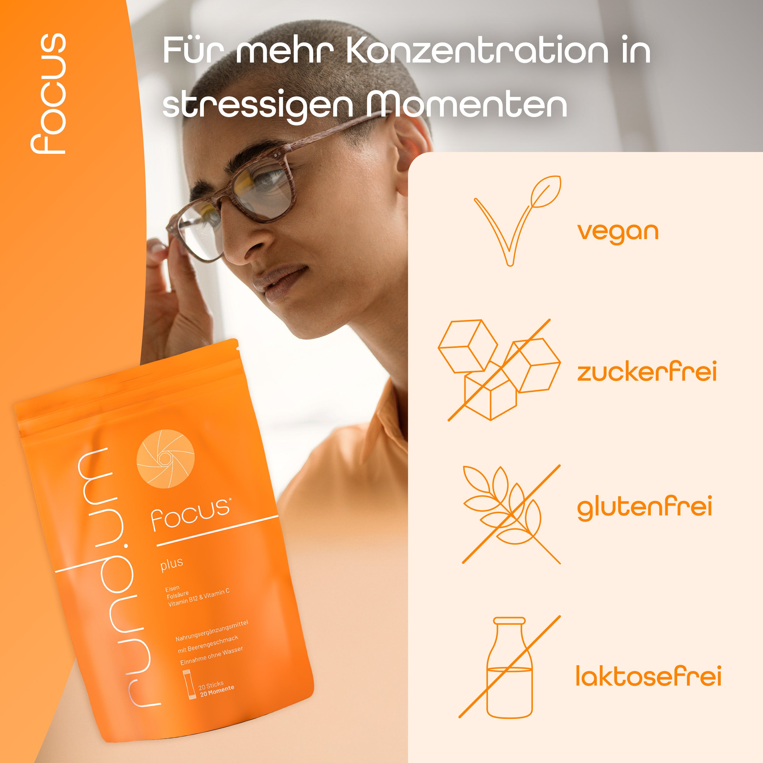 rund.um focus Sticks sind vegan, zuckerfrei, glutenfrei und laktosefrei