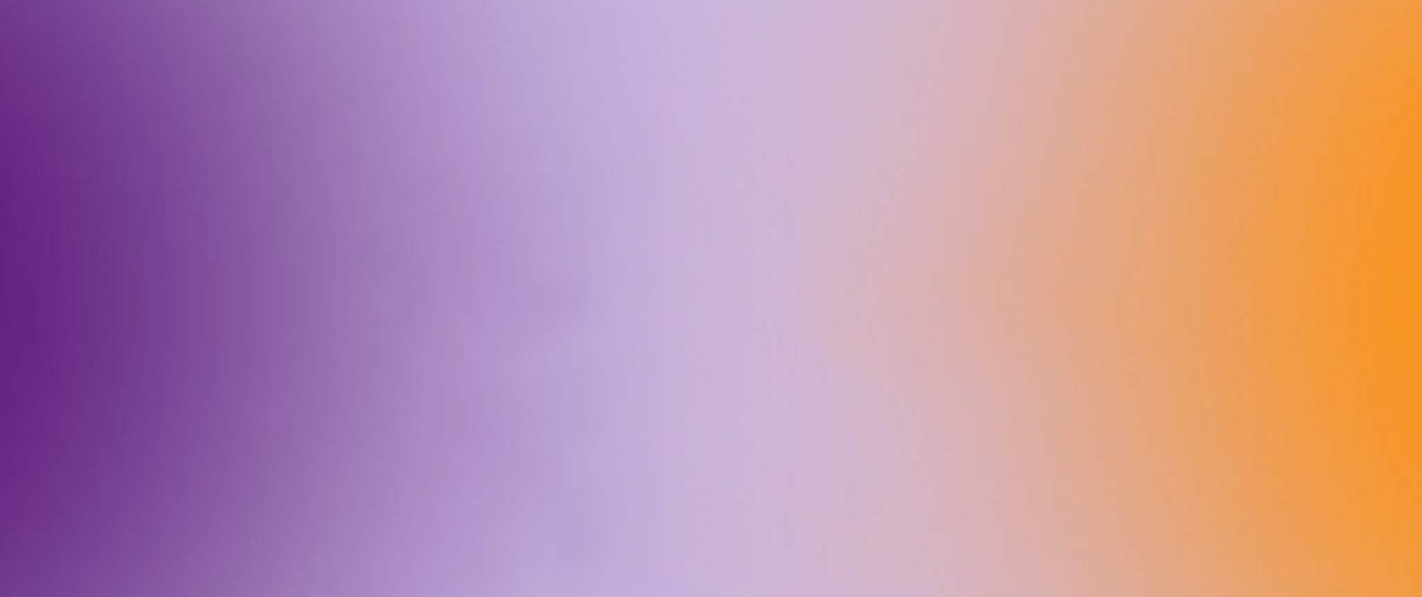 Header mit Farbverlauf von links anfangend nach rechts, dunkles lila zu hellem lila und dann zu orange