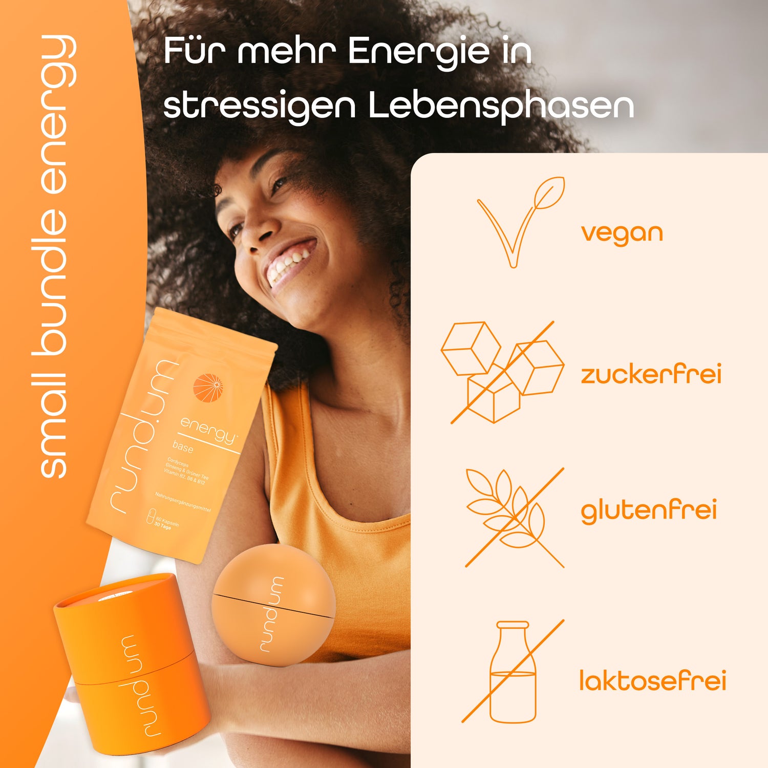 rund.um small energy bundle ist vegan, zuckerfrei, glutenfrei und laktosefrei